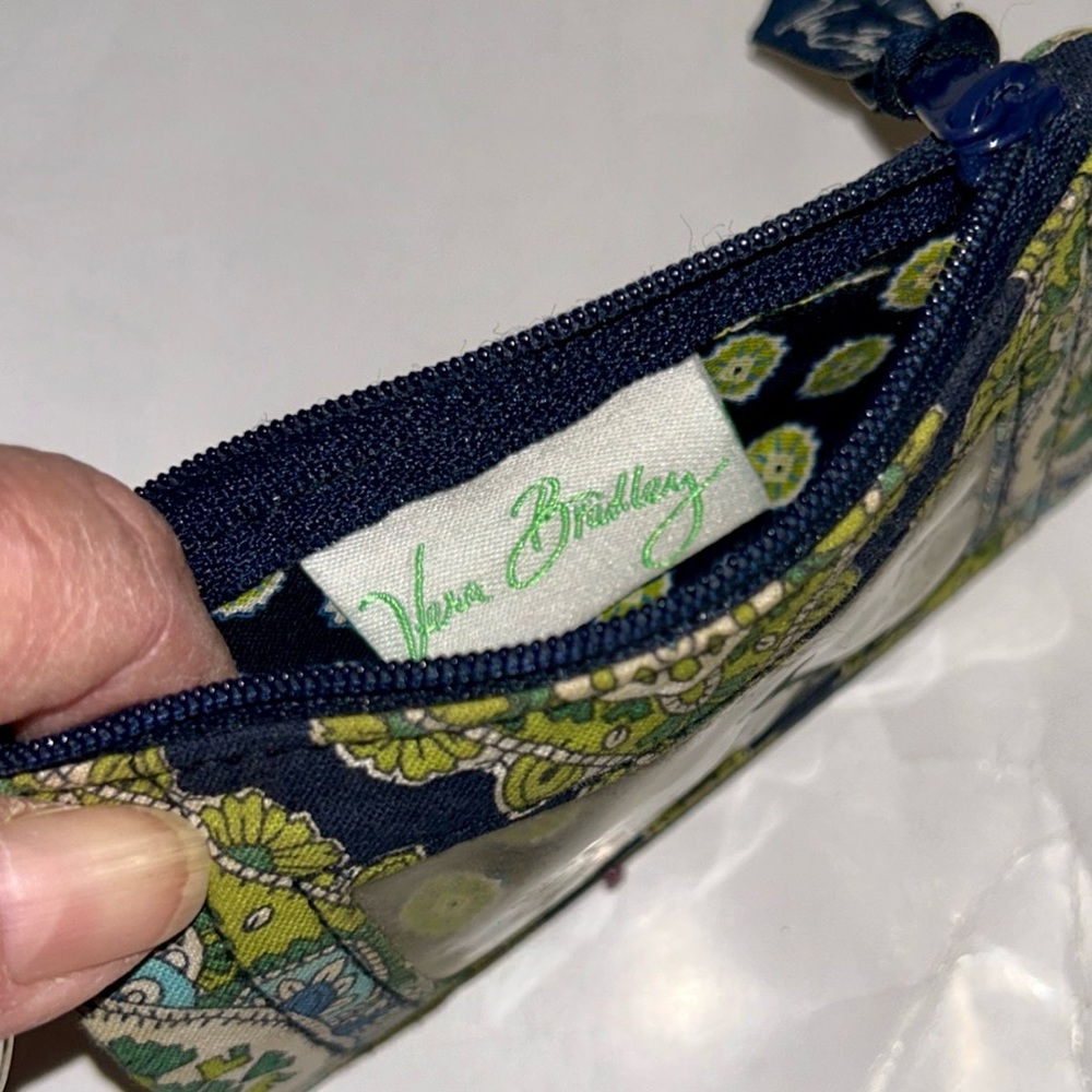 Vera Bradley Blue and Green Floral ID Holder Change Purse Rhythm & Blues Pattern